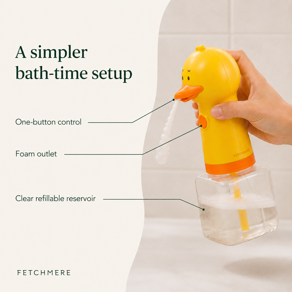 Fetchmere dog shampoo foam sprayer visible feature breakdown
