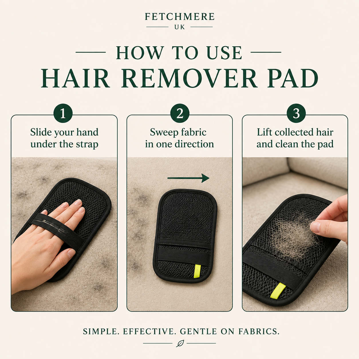 How to use the Fetchmere reusable pet hair remover