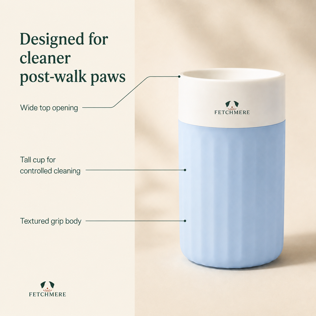 Fetchmere dog paw cleaner cup visible feature breakdown