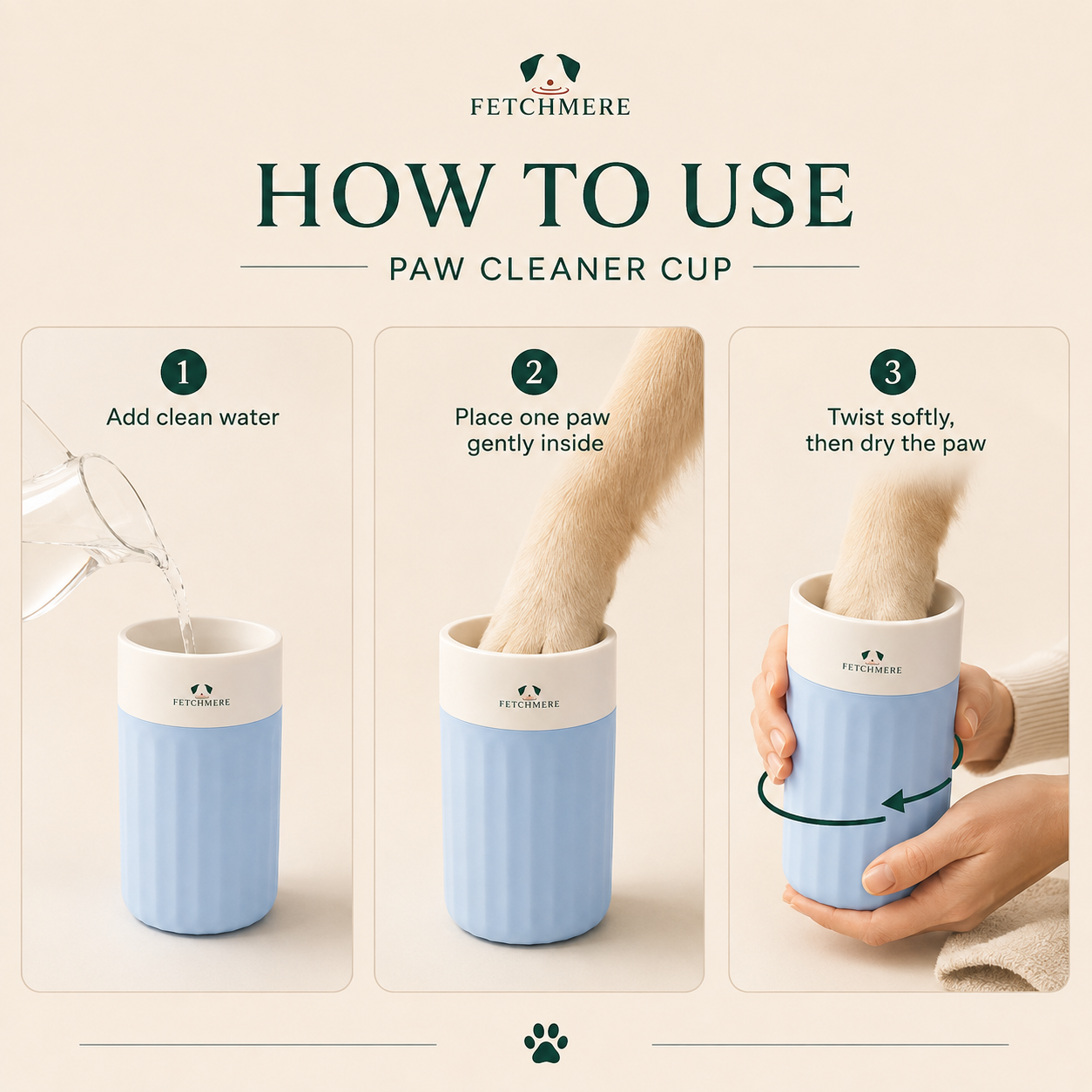 How to use the Fetchmere dog paw cleaner cup