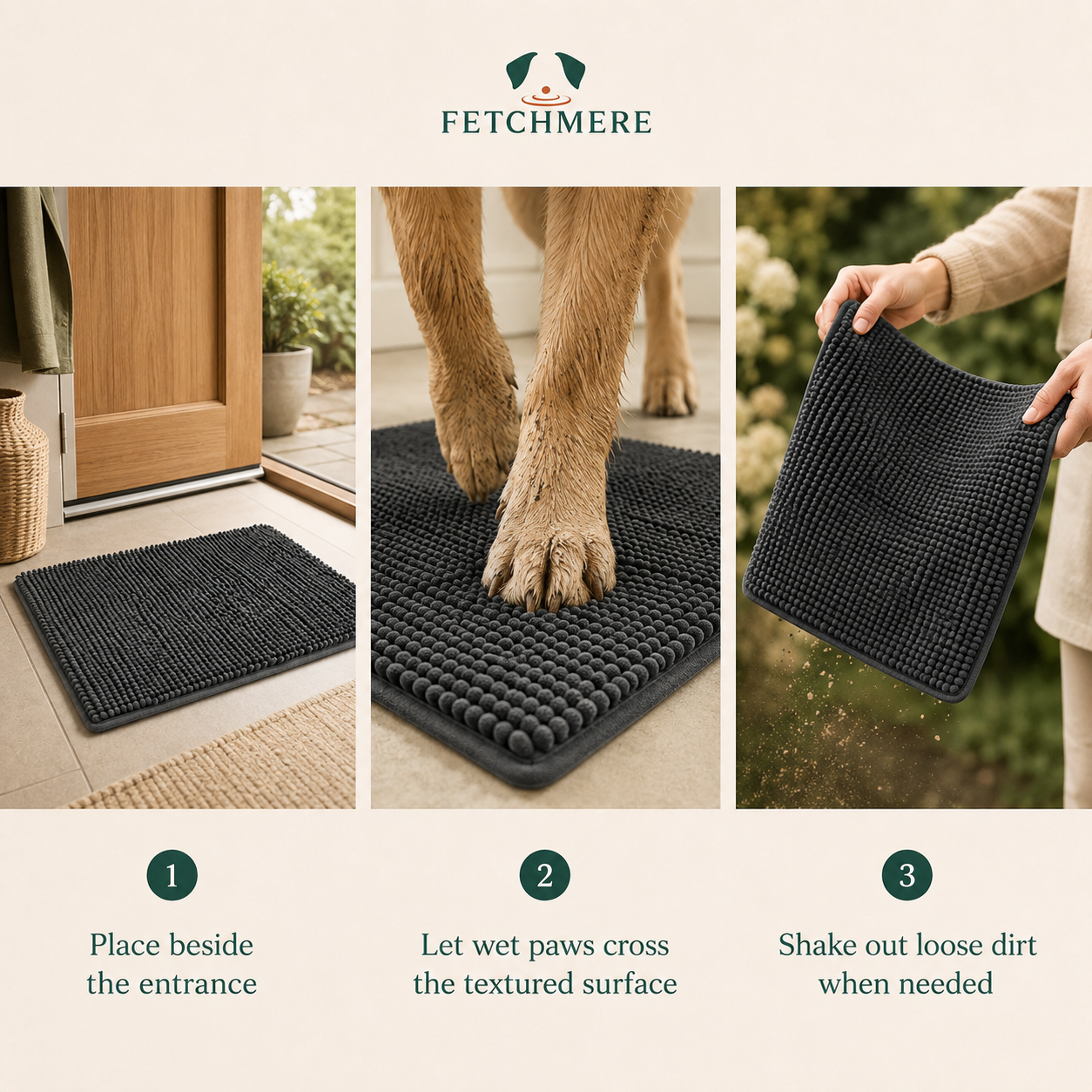 How to use the Fetchmere dog paw drying mat