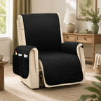 Black quilted reversible dog sofa and recliner protector